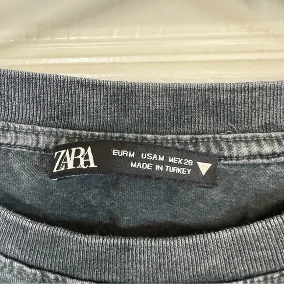 Retro High End Zara Black Gray Acid Wash Women’s M T-Shirt MINTY - Picture 4 of 4